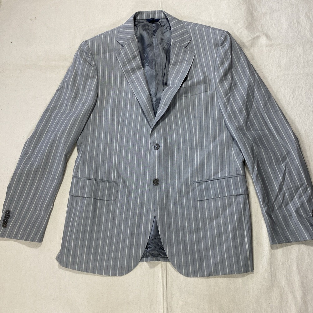 Tombolini T 500 Blazer Sport Jacket Gray Striped Virgin Wool Italy US 42 Mens